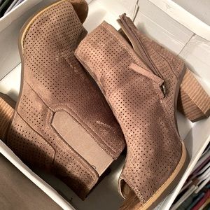 Suede Open Toe Booties